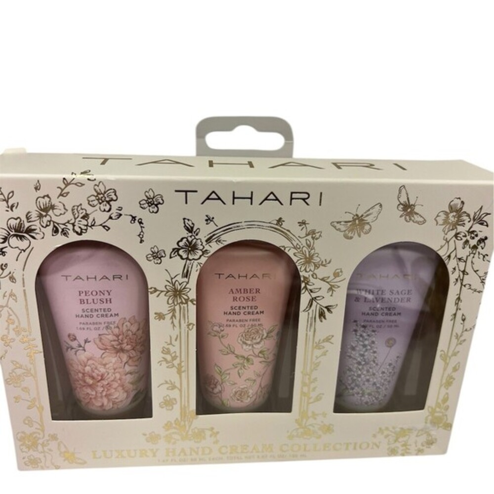 Tahari Hand Cream Gift Set 3pc Travel Size Peony Blush Amber Rose Sage